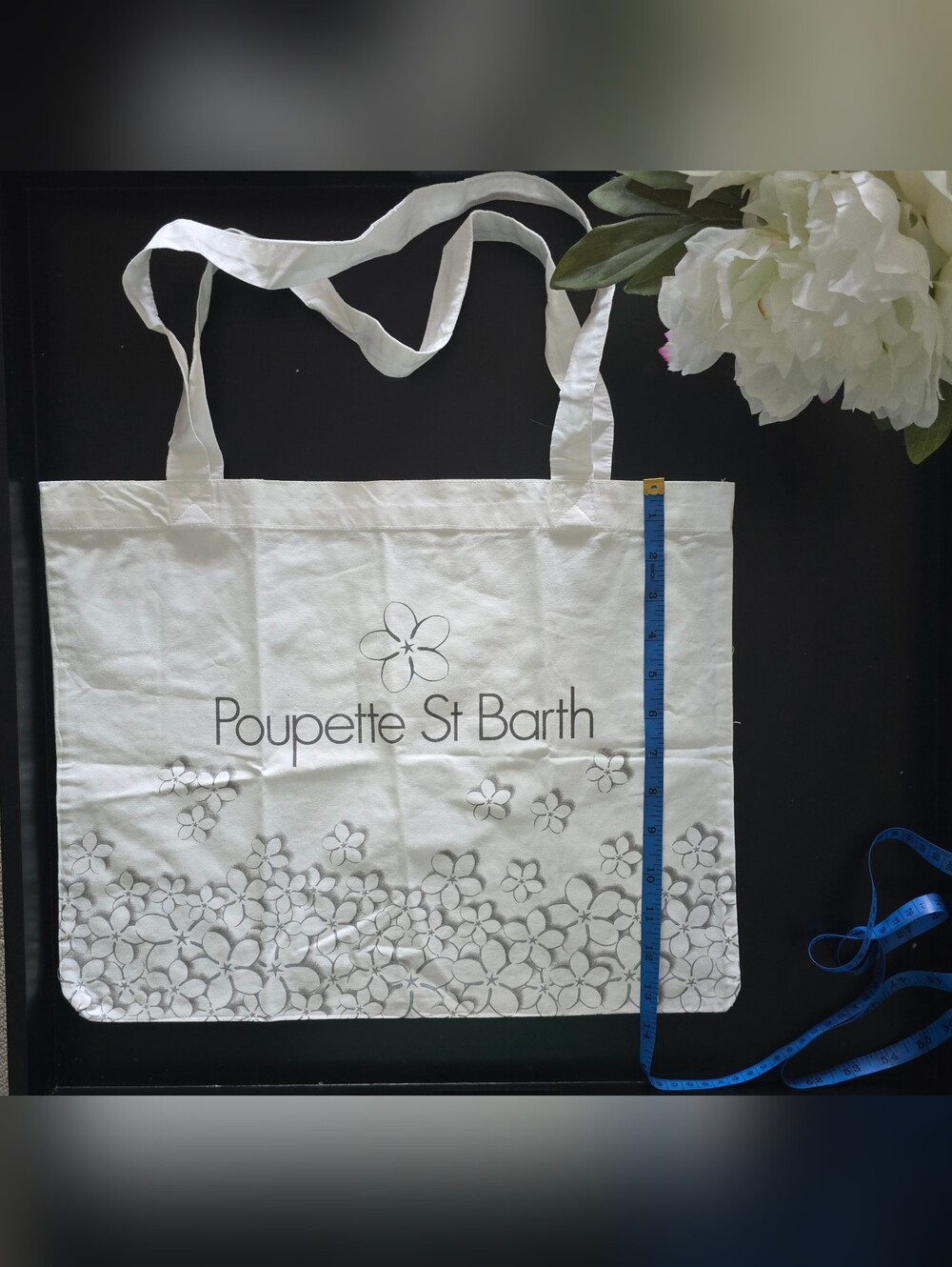 Poupette St Barth White Floral Canvas Tote Bag